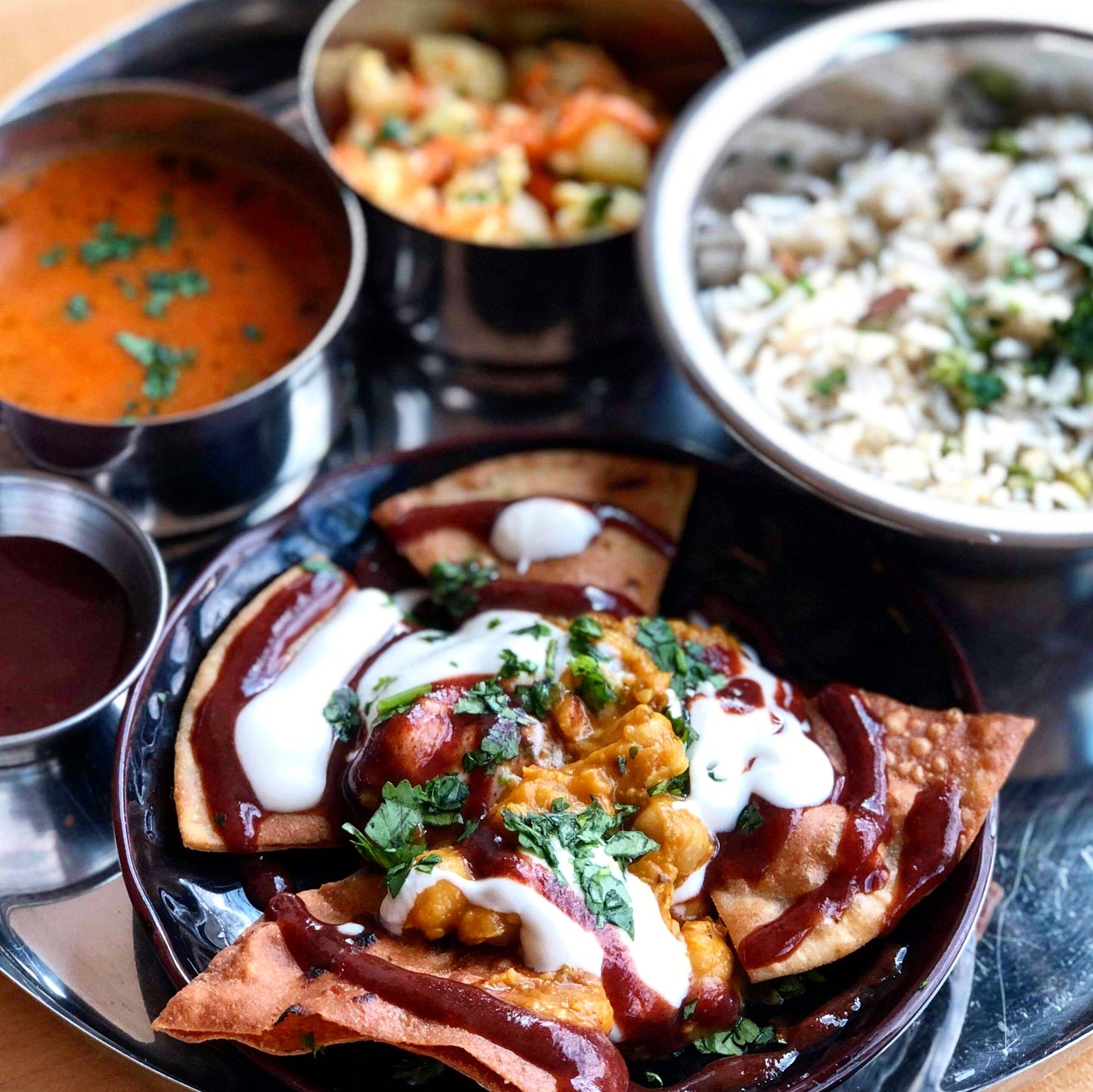 Lunch Box- Rice, Veg Curry and Dal